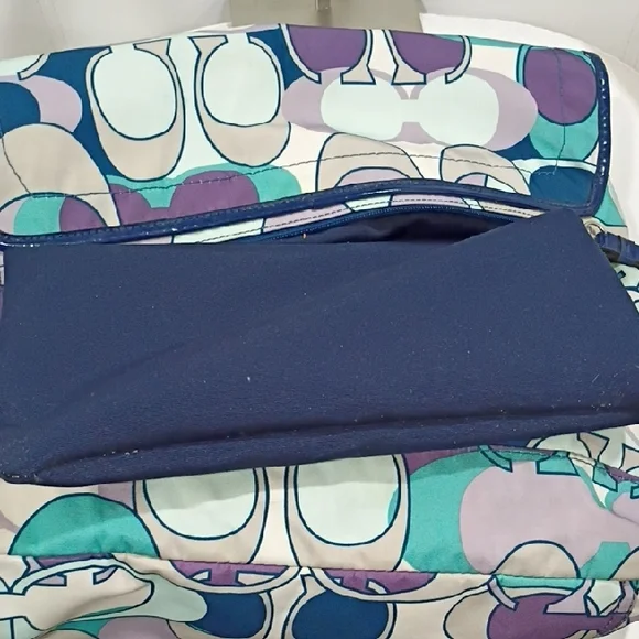 Coach Kyra Scarf Signature Messenger Bag In Blue and Purple - Picture 10 of 16